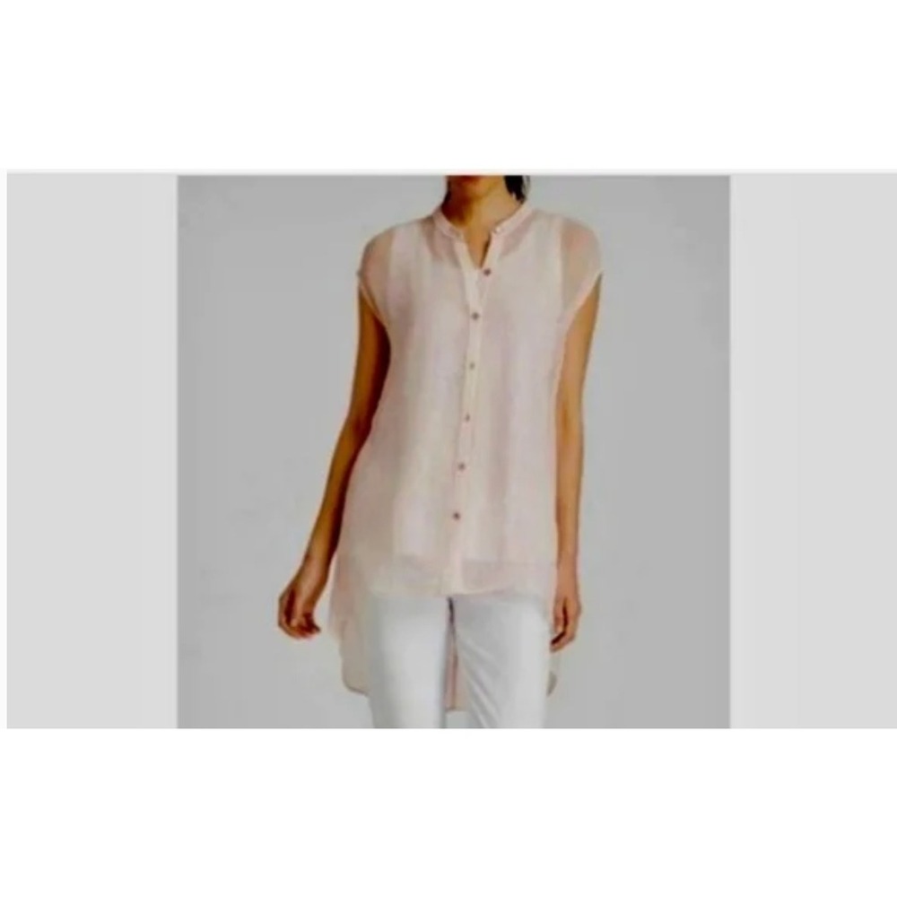 Eileen Fisher Women's Blush Pink Linen Mesh Tunic Top in Size L‎